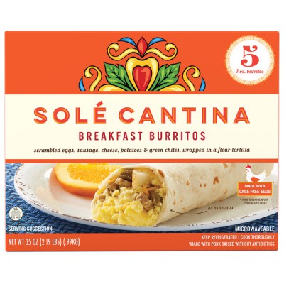 Sole' Cantina Breakfast Burritos, 35 oz