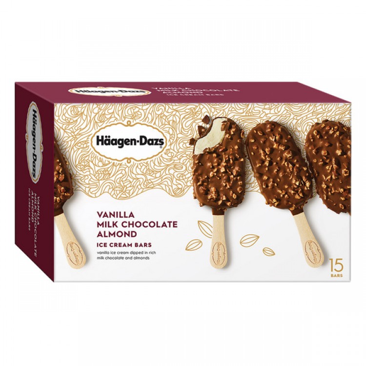 Haagen Dazs Vanilla & Almond Bar, 15 ct