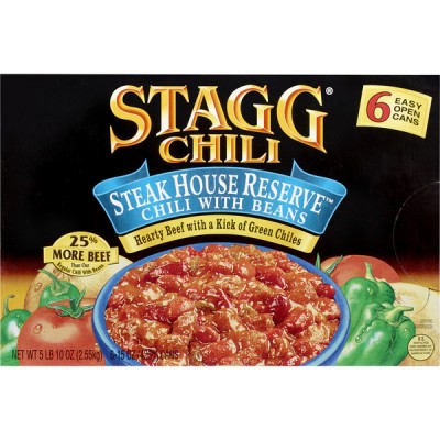 Stagg Steak House Reserve Chili With Beans, 6 x 15 oz