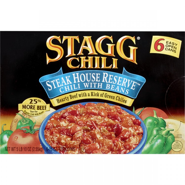 Stagg Steak House Reserve Chili With Beans, 6 x 15 oz