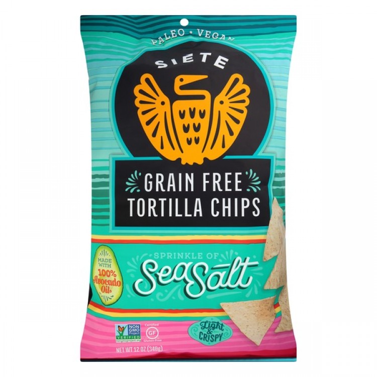 Siete Sea Salt Grain Free Tortilla Chips, 12 oz