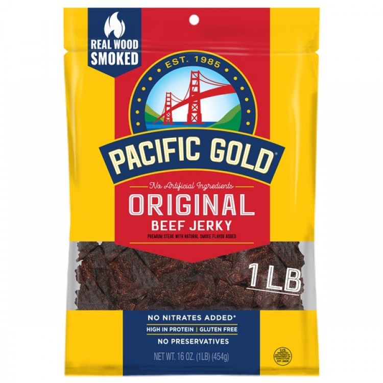 Pacific Gold Natural Wood Smoked Beef Jerky, 16 oz