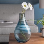 Torre & Tagus Andrea Glass Vase by | Blue Vases for Decor | Colored Glass Vase Made for Living Room, Home Office | Ocean Decor Flower Vase | Coastal Decor Blue Vase for Entryway Table | 14" Tall Blue