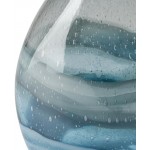 Torre & Tagus Andrea Glass Vase by | Blue Vases for Decor | Colored Glass Vase Made for Living Room, Home Office | Ocean Decor Flower Vase | Coastal Decor Blue Vase for Entryway Table | 14" Tall Blue