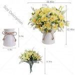 LESING Artificial Flowers with Vase Fake Silk Flowers in Vase Gardenia Flowers Decoration for Home Table Office Party (Champagne)