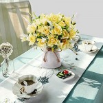 LESING Artificial Flowers with Vase Fake Silk Flowers in Vase Gardenia Flowers Decoration for Home Table Office Party (Champagne)