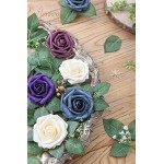 Floroom Artificial Flowers 50pcs Real Looking Champagne Foam Fake Roses with Stems for DIY Wedding Bouquets Bridal Shower Centerpieces Floral Arrangements Party Tables Home Decorations