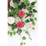 Floroom Artificial Flowers 50pcs Real Looking Champagne Foam Fake Roses with Stems for DIY Wedding Bouquets Bridal Shower Centerpieces Floral Arrangements Party Tables Home Decorations