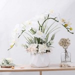 LESING Artificial Ochid Flowers Fake Faux Orchid Arrangement with Vase Artificial Bonsai Potted Flowers Phalaenopsis Orchid in Vase for Home Decoration (Style 2,White Vase)