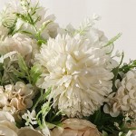 JARELING Peonies Artificial Flowers in Vase, Fake Hydrangea Silk Peony Flower Bouquet with Vase Faux Flowers Arrangement Decor Home Table Dining Room (White)