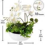 Orchids Artificial Flowers 14" Large Fake Orchid White Phalaenopsis Orchid Flower Arrangements with Ceramic Vase Faux Orchid for Home Bathroom Table Centerpiece Office Wedding Decor