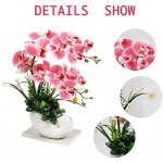 LIVILAN Orchid Pink Flowers Artificial Orchid Fake Orchid Flower Faux Orchids Pink with White Ceramic Vase Artificial Flowers Artificial Orchid Plants for Home Decor Indoor Office Table Centerpieces