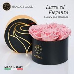 Amoroses Petite - Gift Pack of 5 Eternal Stabilized Roses - Elegant Bouquet of Real Flowers | Mother's Day (Petite Black Box with Pink Roses)