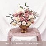 KOUEEYS Roses Artificial Flowers Pink Bouquets Box Set for DIY Bridal Wedding Shower Decorations Fake Floral Arrangements for Party Table Centerpieces Home Decor Indoor Outdoor Dusty Blush 19pcs