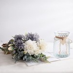 JARELING Silk Flowers in Vase, Artificial Flowers Arrangement with Glass Vase Faux Dahlia for Decoration Table Centerpiece (Dahlia)