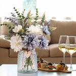 JARELING Silk Flowers in Vase, Artificial Flowers Arrangement with Glass Vase Faux Dahlia for Decoration Table Centerpiece (Dahlia)