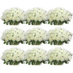 Jexine 100 Pieces Artificial Roses Flowers Bulk, Long Stem Realistic Fake Silk Roses Bouquet for Table Centerpiece Vases Wedding Party Home Kitchen Decor (White)