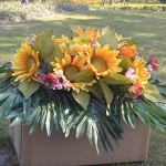 betfe Cemetery Flowers, Sympathy Flowers, Artificial Silk Flowers for Grave, Memorial Flower Arrangements for Decorating Tombs. for Memorial Day, Mother's Day, Father's Day (Saddle_Sunflower)