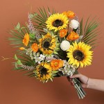 Small Fresh Sunflower Artificial Flower Fake Bouquet Combination Decoration Home Living Room Dining Table Decoration Decorative Flower