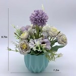 Hbluefat Artificial Flower in Vase Silk Rose Daisy Hydrangeas Flowers Combination with Vase,Faux Flower Arrangement Suitable for Home Office Decoration, Dining Table Centerpiece (Purple)