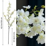 Bacucine 6PCS Artificial Cherry Blossom Branches Faux Cherry Silk Flowers Vine Tall Stems Artificial Flower for Vase Wedding Home Decor (White)