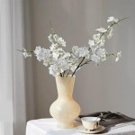 Bacucine 6PCS Artificial Cherry Blossom Branches Faux Cherry Silk Flowers Vine Tall Stems Artificial Flower for Vase Wedding Home Decor (White)