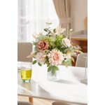 HIMIFOLO Artificial Flowers in Vase, Faux Silk Roses in Vase,Table Centerpieces for Dining Room, Silk Flower Arrangements for Home, Living Room Bathroom Plant Decor,Table Decorations