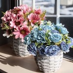 Artificial Flowers with vase, Artificial Flowers in Vase, Fake Flowers Home Flower Arrangement, Balcony, Hallway, Garden, Bedroom, Living Room, Dining Table Decoration Flower (Pink-1)