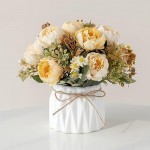 Artificial Flowers with vase, Artificial Flowers in Vase, Fake Flowers Home Flower Arrangement, Balcony, Hallway, Garden, Bedroom, Living Room, Dining Table Decoration Flower AC3 (Light Yellow)