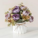 Artificial Flowers with vase, Artificial Flowers in Vase, Fake Flowers Home Flower Arrangement, Balcony, Hallway, Garden, Bedroom, Living Room, Dining Table Decoration Flower AC3 (Light Yellow)