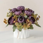 Artificial Flowers with vase, Artificial Flowers in Vase, Fake Flowers Home Flower Arrangement, Balcony, Hallway, Garden, Bedroom, Living Room, Dining Table Decoration Flower AC3 (Light Yellow)