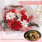 TYL&TYS Preserved Flowers Bouquet,Eternal Flowers with Box,Real Red Rose Bouquets That Last 1-3 Years,Mothers Day Birthday Gifts for Mom Wife Girlfriend,Room Decorations