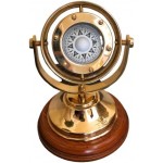 Nautical-Mart 5" Brass Plated Gimbaled Brass Compass with Stand - Display Piece