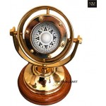 Nautical-Mart 5" Brass Plated Gimbaled Brass Compass with Stand - Display Piece