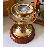 Nautical-Mart 5" Brass Plated Gimbaled Brass Compass with Stand - Display Piece