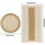 Zology Handmade Boho Placemats Set of 6 - Natural Cotton Burlap and Water Straw Woven Combination Table Mats, Macrame Décor and Farmhouse Style Placemats, for Dining Table Kitchen