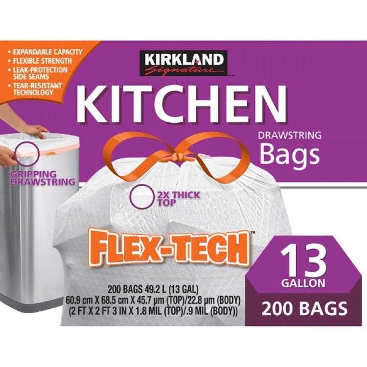 Kirkland Signature Flex-Tech Kitchen Bags, 200 X 13 gal