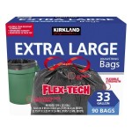 Kirkland Signature 33 Gallan Flex-Tech Drawstring Trash Bag, 90 ct