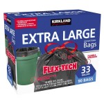 Kirkland Signature 33 Gallan Flex-Tech Drawstring Trash Bag, 90 ct