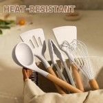 Kitchen Utensil Set Silicone Cooking Utensils Umite Chef 24 pcs Kitchen Utensils Tools Wooden Handle Spoons Silicone Utensil Set Spatulas Set Cookware Turner Tongs Whisk Kitchen Gadgets with Holder