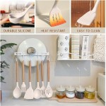 Kitchen Utensil Set Silicone Cooking Utensils Umite Chef 24 pcs Kitchen Utensils Tools Wooden Handle Spoons Silicone Utensil Set Spatulas Set Cookware Turner Tongs Whisk Kitchen Gadgets with Holder