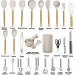 Kitchen Utensils Set- 35 PCs Cooking Utensils with Grater,Tongs, Spoon Spatula &Turner Made of Heat Resistant Food Grade Silicone and Wooden Handles Kitchen Gadgets Tools Set for Nonstick Cookware