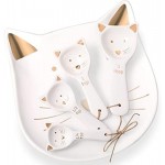 Ceramics Kitchenware Set 4 Pieces Cat Shaped Ceramic Measuring Spoons and 1 Piece Cat Spoon Rest Baking Tool Creative Functional Kitchen Decor