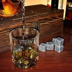 Whiskey Stones Gift Set - Whiskey Glass Set - 16 Granite Whiskey Rocks, 2 Crystal Whiskey Glasses, Drinking Gifts for Men Dad Husband Birthday Party Holiday Present -Scotch Glasses in Wooden Box