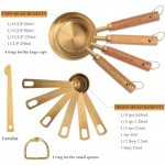 SMOVELI kitchenware- Gold Measuring Cups and Spoons Set, Cute Stainless Steel Wooden Handle Measure Cup and Spoon, Cooking/Baking with 11 Piece Nesting Kitchen Utensils for Liquid or Dry Ingredient