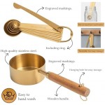 SMOVELI kitchenware- Gold Measuring Cups and Spoons Set, Cute Stainless Steel Wooden Handle Measure Cup and Spoon, Cooking/Baking with 11 Piece Nesting Kitchen Utensils for Liquid or Dry Ingredient