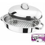 Prima Kitchenware New 32cm Stainless Steel Roasting Tray Pan Oval Set with Removable Rack Cooking Baking Sturdy Handles