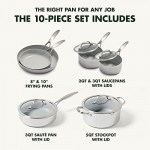 GreenPan Venice Pro Tri-Ply Stainless Steel Healthy Ceramic Nonstick 10 Piece Cookware Pots and Pans Set, PFAS-Free, Multi Clad, Induction, Dishwasher Safe, Oven Safe, Silver