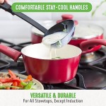 GreenLife Soft Grip Healthy Ceramic Nonstick, 16 pc Cookware Pots and Pans Set, PFAS-Free, Dishwasher Safe, Red