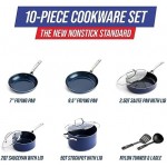 Blue Diamond Pan Cookware Diamond-Infused Ceramic Nonstick Cookware 10-Piece Pots and Pans Set, PFAS-Free, Dishwasher Safe, Oven Safe, Blue